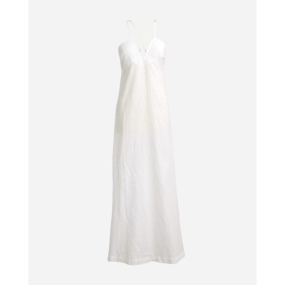 J Crew Cross Back Linen Cotton Beach Slip Maxi White Dress NWT Size S Small - Picture 6 of 7